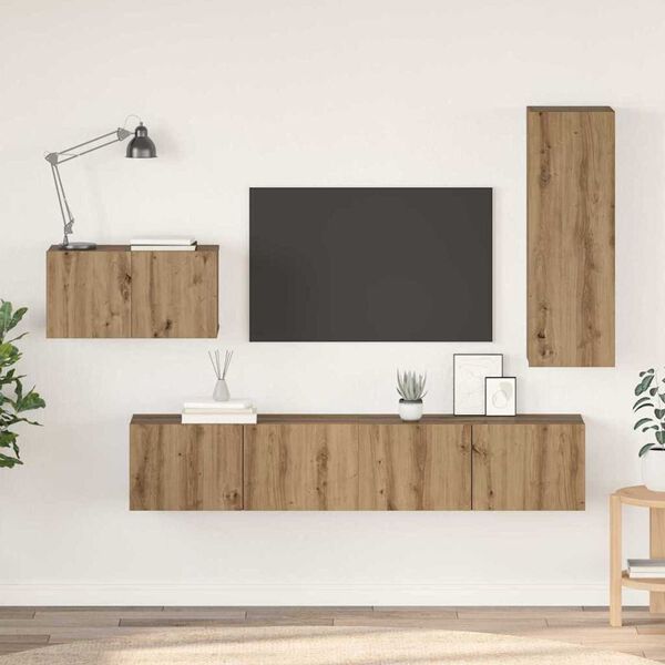 vidaXL Sestava TV skř&iacute;něk 4 pcs Artisanov&yacute; dub kompozitn&iacute; dřevo