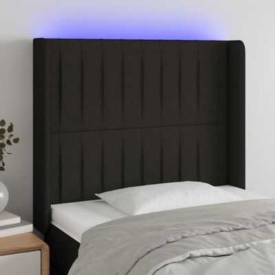 vidaXL Čelo postele s LED černé 83 x 16 x 118/128 cm textil