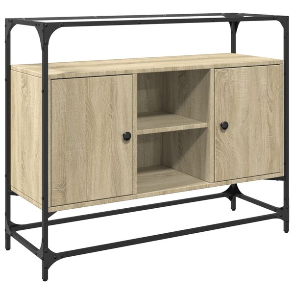vidaXL Př&iacute;born&iacute;k se skleněnou deskou dub sonoma 98x35x81 cm kompozit