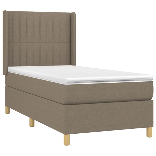 vidaXL Box spring postel s matrac&iacute; a LED taupe 90x190 cm textil
