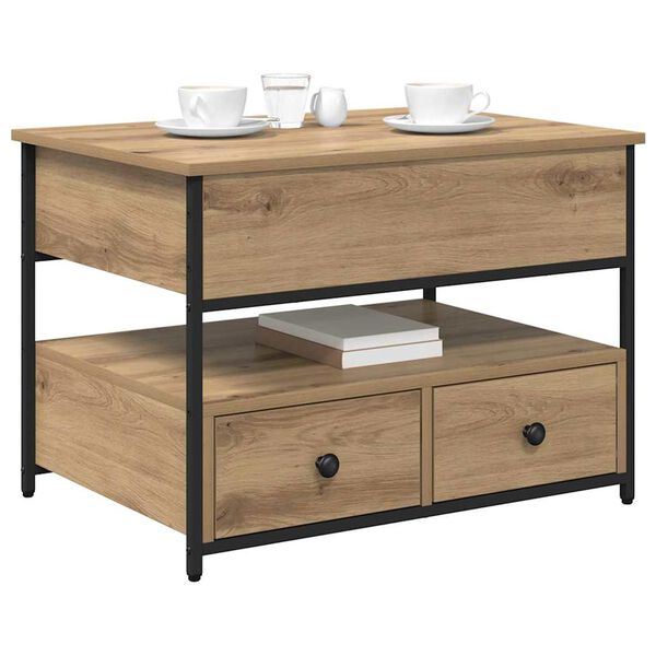 vidaXL Konferenčn&iacute; stolek se z&aacute;suvkou Artisanov&yacute; dub 70 x 50 x 54.5 cm