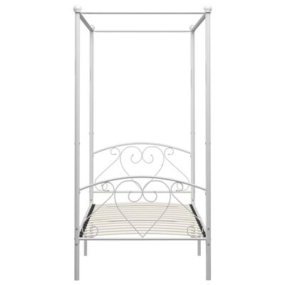 vidaXL Rám postele s nebesy bílý kovový 90 x 200 cm