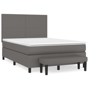 vidaXL Box spring postel s matrac&iacute; &scaron;ed&aacute; 140x200 cm uměl&aacute; kůže