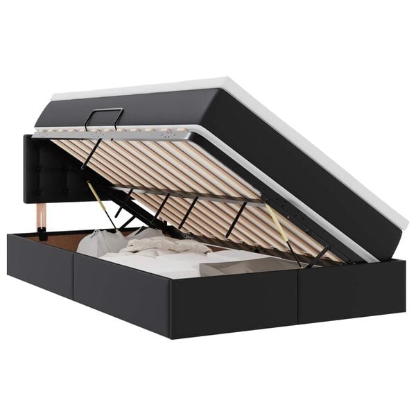 vidaXL Postel s &uacute;ložn&yacute;m prostorem a LED osvětlen&iacute;m Čern&aacute; 120 x 190 cm
