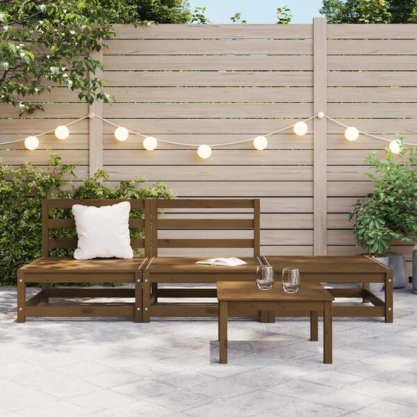 vidaXL 3d&iacute;ln&aacute; zahradn&iacute; sedac&iacute; souprava medově hněd&aacute; masivn&iacute; borovice