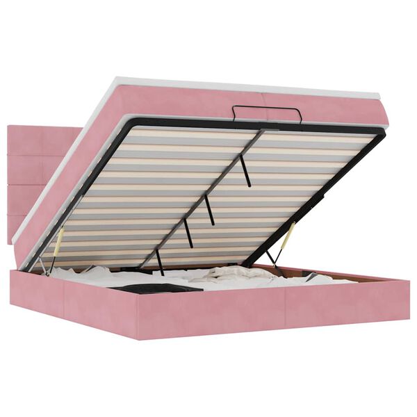 vidaXL Osmansk&yacute; r&aacute;m postele s matrac&iacute; růžov&aacute; 200x200cm samet