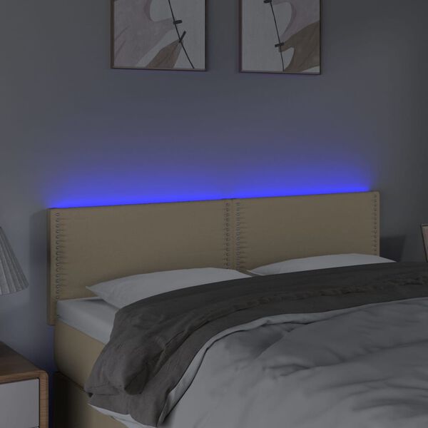 vidaXL Čelo postele s LED kr&eacute;mov&eacute; 144x5x78/88 cm textil