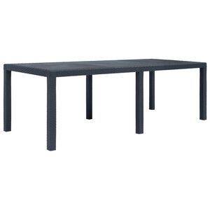 vidaXL Zahradn&iacute; stůl antracitov&yacute; 220x90x72 cm plastov&yacute; ratanov&yacute; vzhled