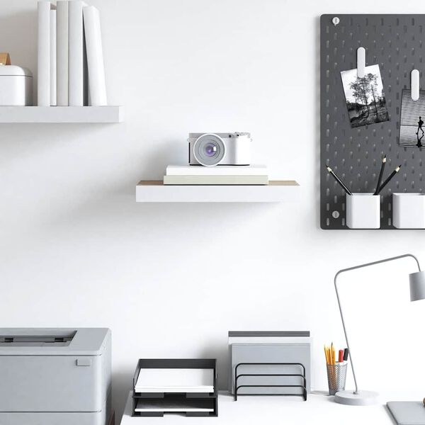 vidaXL Plovoucí nástěnná police dub a bílé 50 x 23 x 3,8 cm MDF