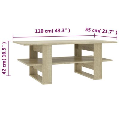 vidaXL Konferenční stolek dub sonoma 110 x 55 x 42 cm dřevotříska