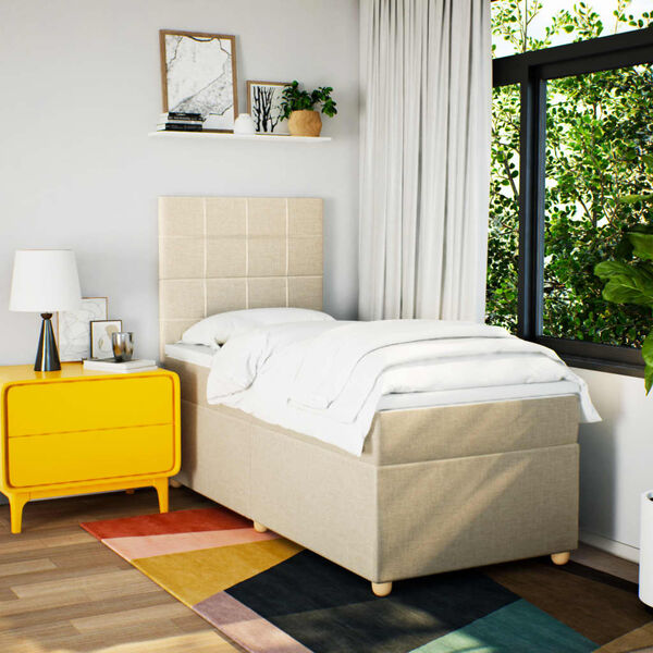 vidaXL Box spring postel s matrac&iacute; kr&eacute;mov&aacute; 100 x 200 cm textil