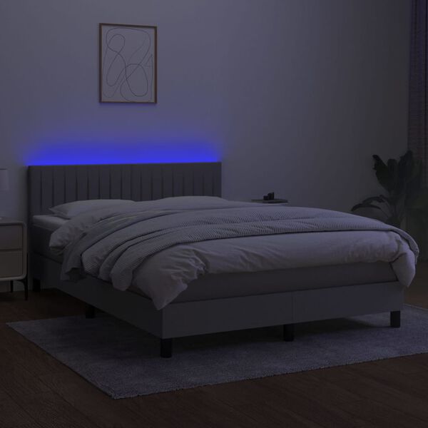 vidaXL Box spring postel s matrac&iacute; a LED světle &scaron;ed&aacute; 140x190 cm textil