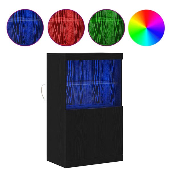 vidaXL LED komoda Čern&aacute; 60 x 37 x 100 cm kompozitn&iacute; dřevo