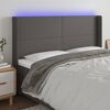 vidaXL Čelo postele s LED &scaron;ed&eacute; 203 x 16 x 118/128 cm uměl&aacute; kůže