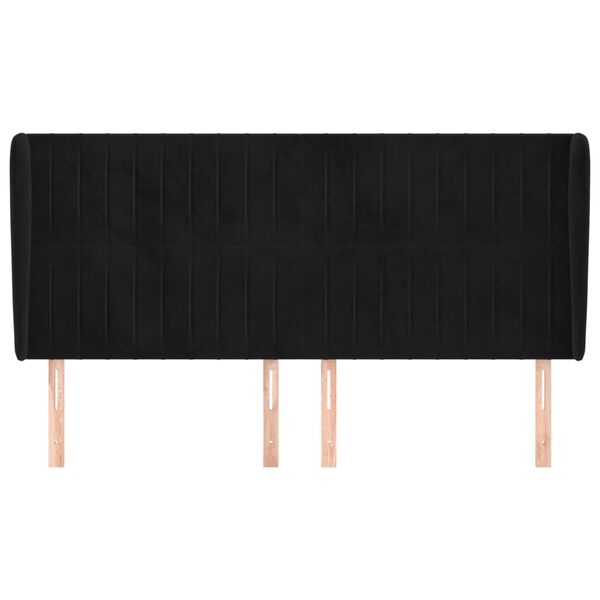 vidaXL Čelo postele typu u&scaron;&aacute;k čern&eacute; 183x23x118/128 cm samet