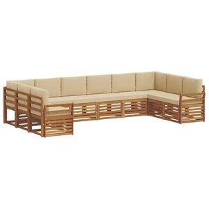 vidaXL Rohov&aacute; sofa sada s pol&scaron;t&aacute;řem 10 pcs Přirozen&aacute; a B&eacute;žov&aacute;