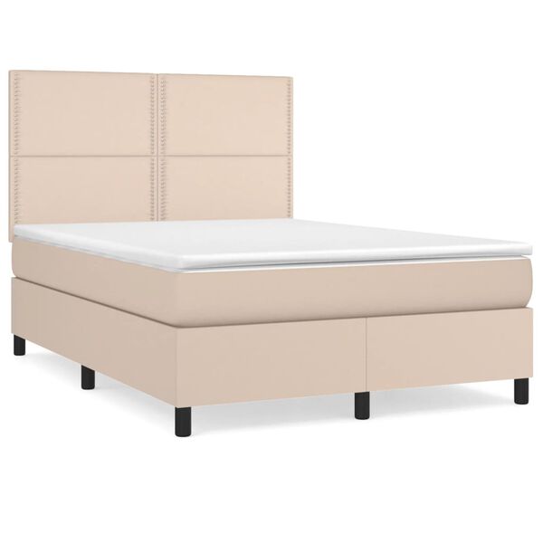 vidaXL Box spring postel s matrac&iacute; cappuccino 140x200 cm uměl&aacute; kůže