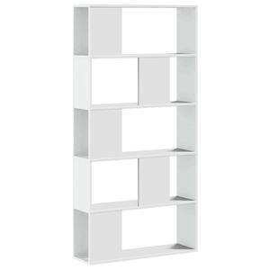 vidaXL Knihovna 5patrov&aacute; b&iacute;l&aacute; 80,5 x 23,5 x 162,5 cm kompozitn&iacute; dřevo