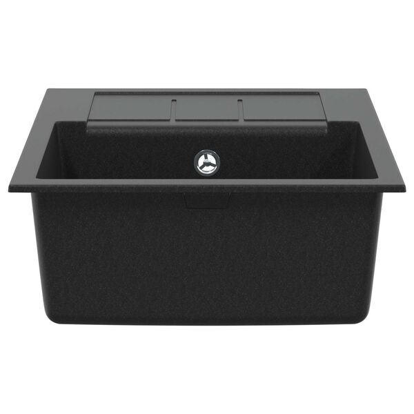 vidaXL Dřez Čern&aacute; 620 x 500 mm 80% Křemenn&eacute; a 20% Pryskyřice