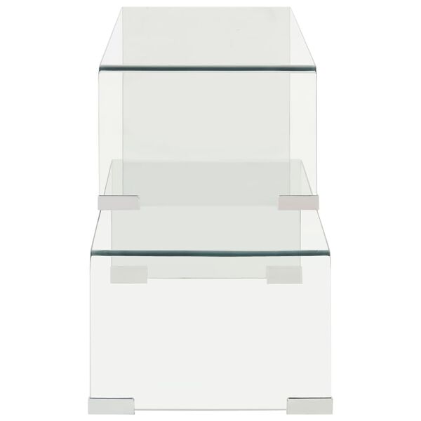 vidaXL 2d&iacute;ln&yacute; konferenčn&iacute; stolek 90x30x20 / 110x30x40 cm tvrzen&eacute; sklo