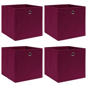 vidaXL &Uacute;ložn&eacute; boxy 4 ks tmavě červen&eacute; 32 x 32 x 32 cm textil