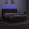 vidaXL Box spring postel s matrac&iacute; a LED tmavě hněd&aacute; 180x200 cm textil