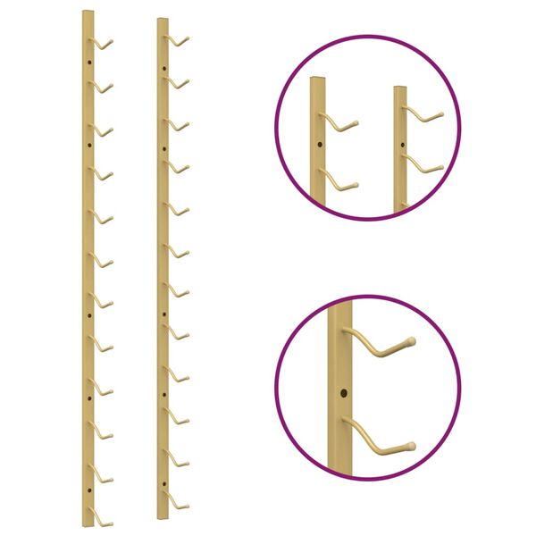 vidaXL Nástěnný stojan na víno na 12 lahví zlatý železo