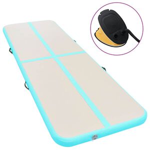vidaXL Nafukovac&iacute; cvičebn&iacute; podložka s pumpou 300x100x10 cm PVC zelen&aacute;