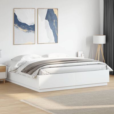 vidaXL Rám postele s LED osvětlením bílý 200 x 200 cm kompozitní dřevo