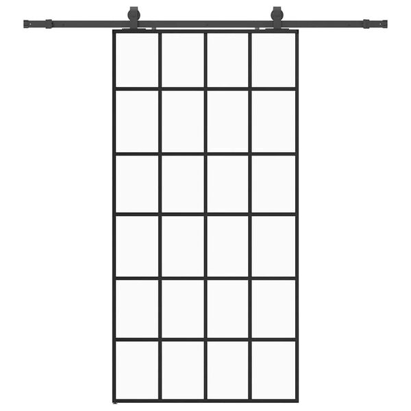 vidaXL Posuvn&eacute; dveře se sadou kov&aacute;n&iacute; čern&eacute; 102x205 cm ESG Glass