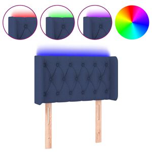 vidaXL Čelo postele s LED modr&eacute; 83 x 16 x 78/88 cm textil