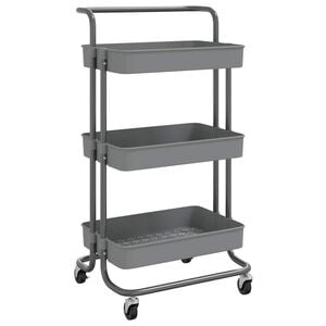 vidaXL Kuchyňsk&yacute; voz&iacute;k se 3 patry &scaron;ed&yacute; 42 x 35 x 85 cm železo a ABS