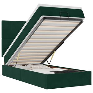 vidaXL Osmansk&yacute; r&aacute;m postele s matracemi tmavě zelen&eacute; 100x200cm samet