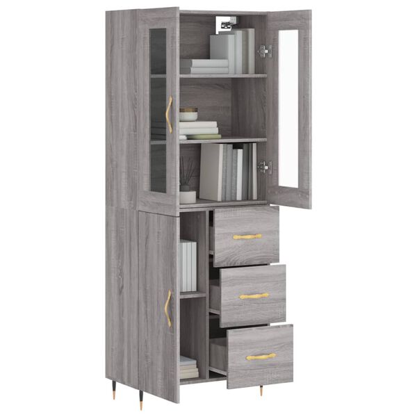 vidaXL Skř&iacute;ň highboard &scaron;ed&aacute; sonoma 69,5 x 34 x 180 cm kompozitn&iacute; dřevo