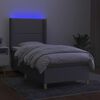 vidaXL Box spring postel s matrací a LED světle šedá 100x200 cm textil