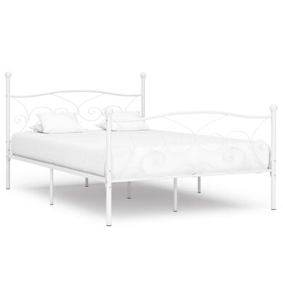 vidaXL Rám postele s laťkovým roštem bílý kov 120 x 200 cm