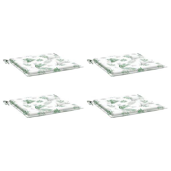 vidaXL Podu&scaron;ky na židli 4 ks vzor listů 40 x 40 x 4 cm textil