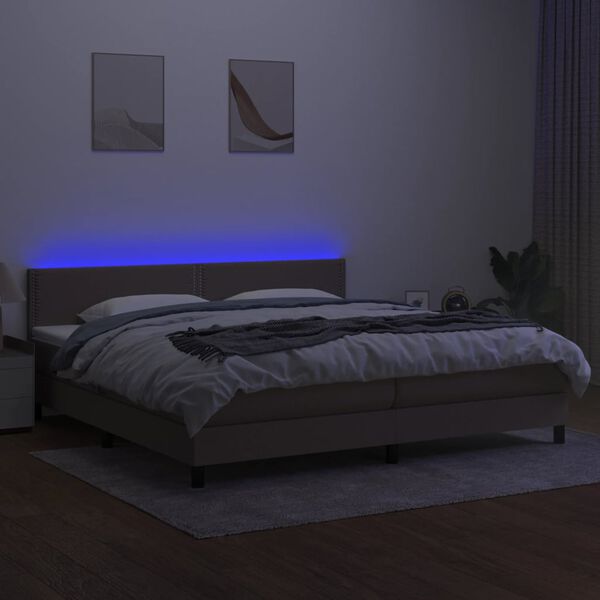 vidaXL Box spring postel s matrac&iacute; a LED taupe 200x200 cm textil