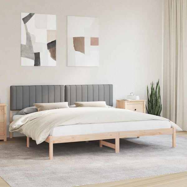 vidaXL R&aacute;m postele s čalouněn&yacute;m čelem s čelo Světle &scaron;ed&aacute; 200 x 200 cm