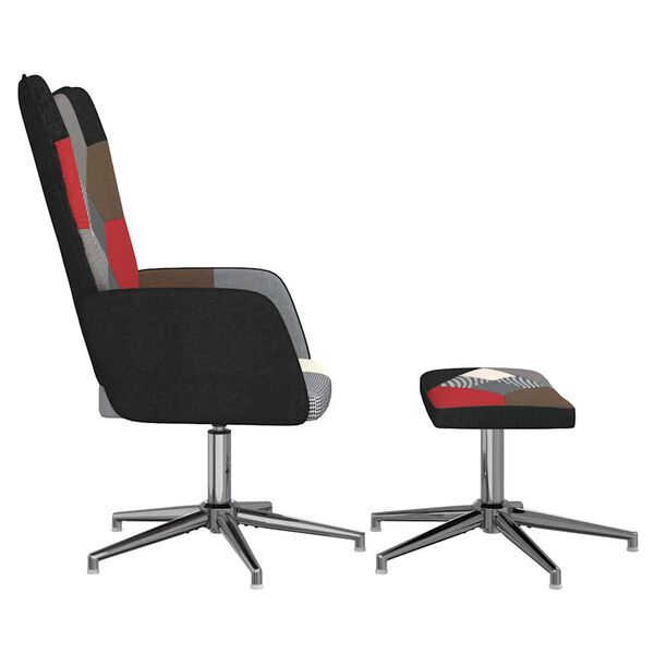 vidaXL Relaxačn&iacute; křeslo se stoličkou patchwork textil