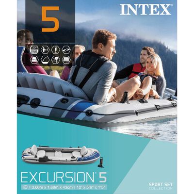 Intex Nafukovací člun Excursion 5 s vesly a pumpičkou 68325NP