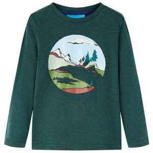Dětsk&eacute; tričko s dlouh&yacute;m ruk&aacute;vem tmavě zelen&eacute; 92