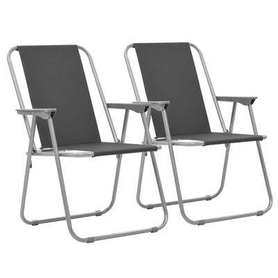 vidaXL Skládací kempingové židle 2 ks 52 x 59 x 80 cm šedé