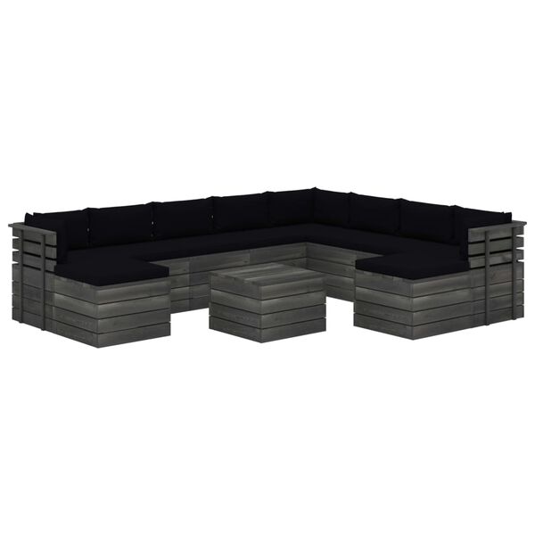 vidaXL 11d&iacute;ln&aacute; zahradn&iacute; sedac&iacute; souprava z palet + podu&scaron;ky borov&eacute; dřevo