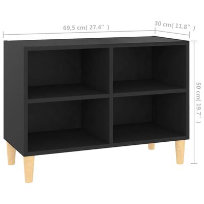 vidaXL TV stolek nohy z masivního dřeva černý 69,5 x 30 x 50 cm