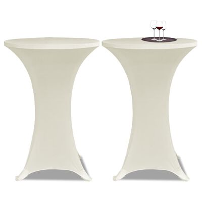 Potahy na koktejlový stůl Ø 60 cm, krémové strečové, 2 ks