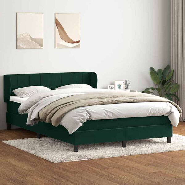 vidaXL Box spring postel s matrac&iacute; tmavě zelen&aacute; 160x220 cm samet