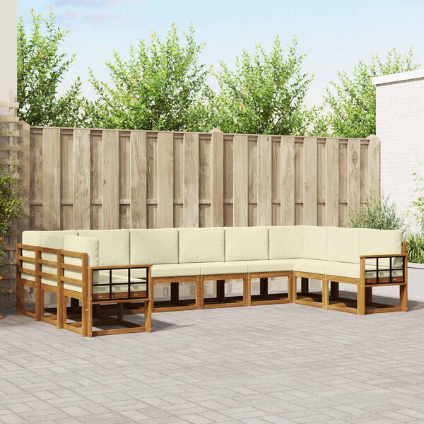 vidaXL Venkovn&iacute; pohovkov&aacute; souprava 10 pcs Přirozen&aacute; a Kr&eacute;mov&aacute;