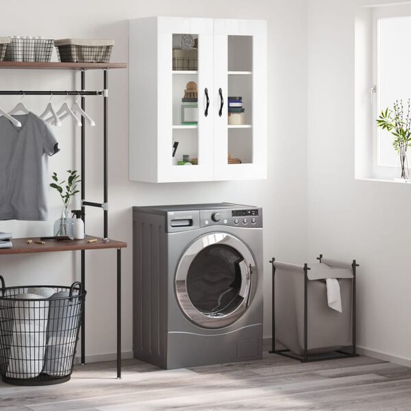 vidaXL N&aacute;stěnn&aacute; skř&iacute;ňka leskl&aacute; b&iacute;l&aacute; 69,5 x 34 x 90 cm kompozitn&iacute; dřevo