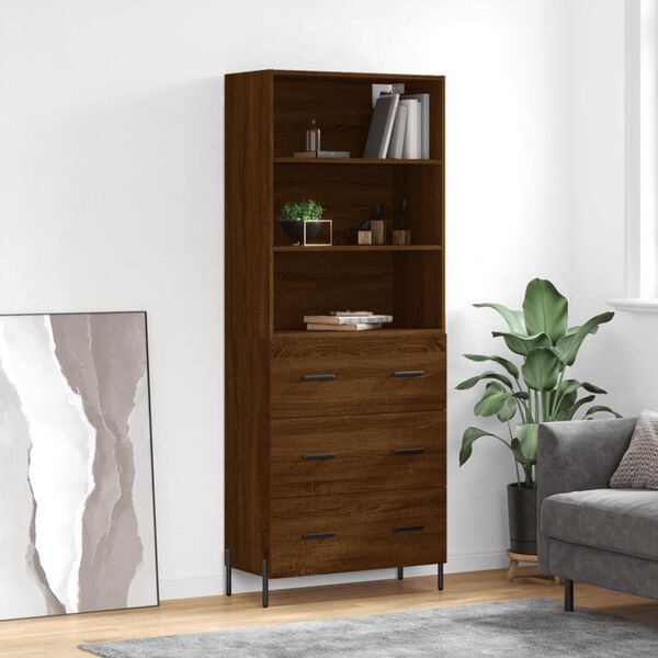vidaXL Skříň highboard hnědý dub 69,5 x 34 x 180 cm kompozitní dřevo